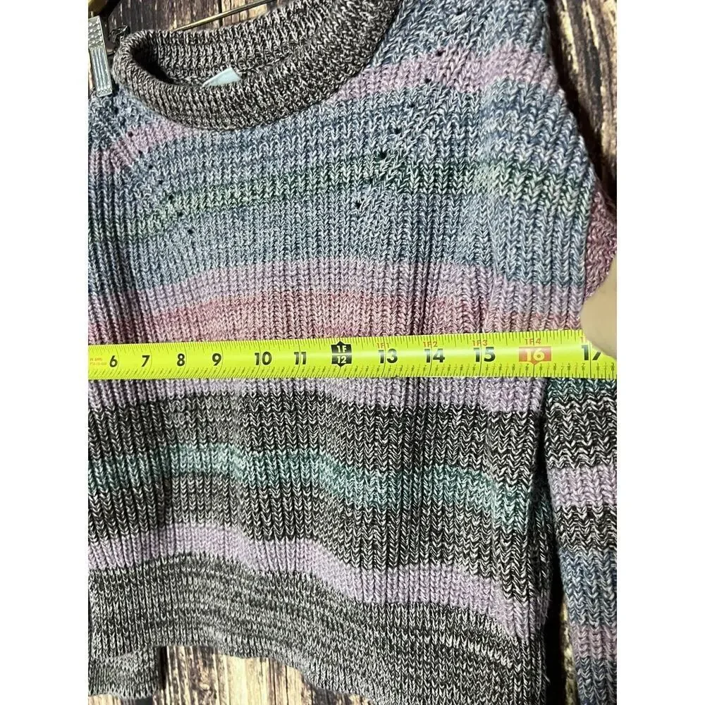 Gap Kids Girl Sweater Sz 6 7 Knit Neutral Long Sleeves Stripped Cotton Crew